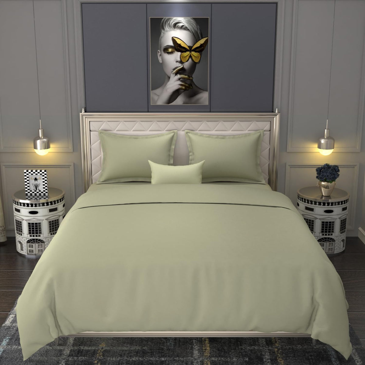 100% Cotton Bedsheet For Double Bed With 2 Pillow Covers - 90 X 100 Inches, Light Green | Premium Fabric Is Lightweight, Soft & Comfortable Bedsheet