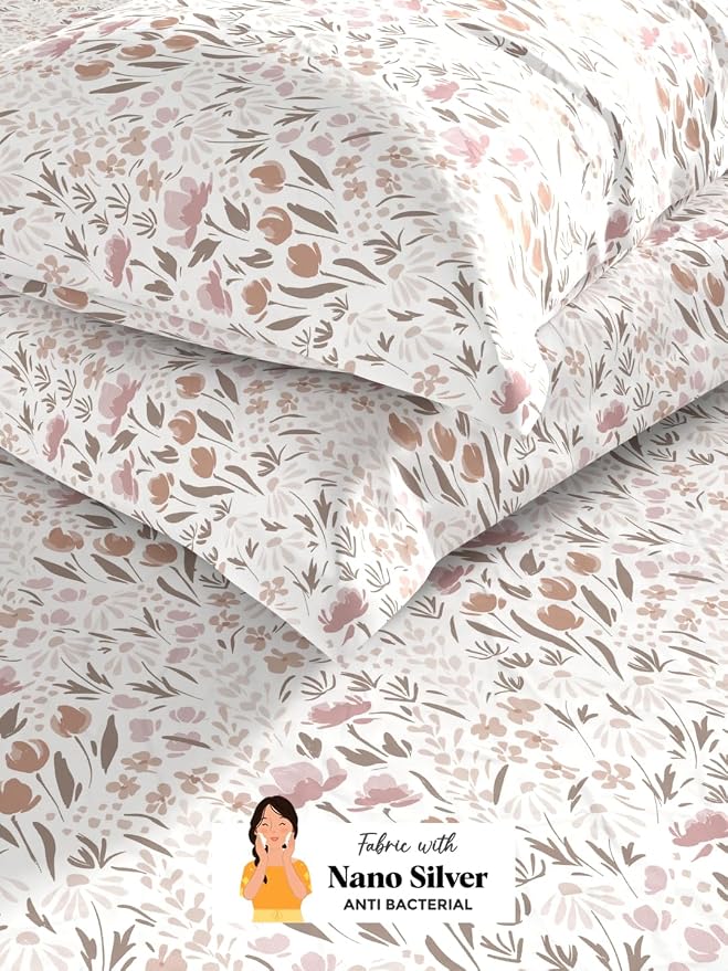 100% Natural Soft Cotton Double Bedsheet With 2 Pillow Covers - 92 X 102 Inches, White | 1 Bedsheet With 2 King Size Pillow Covers