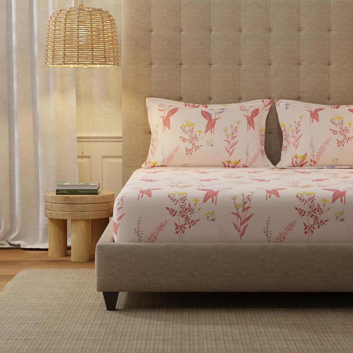 100% Cotton Bedsheet Set For Double Bed, Queen Size, 2 Pillow Covers - 88 X 100 Inches, Peach | Perfect For Sensitive Skin, Ideal Gifting Choice For Weddings Or Anniversaries