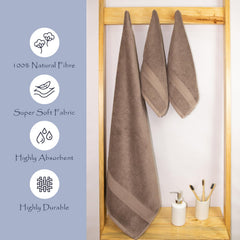 Rangoli 100% Cotton Fibre 1 Bath & 2 Hand Towel 900 Gsm | Highly Durable & Absorbent Towel | Skin-Friendly & Quick Drying Luxury Towels (Beige) - Pack Of 3