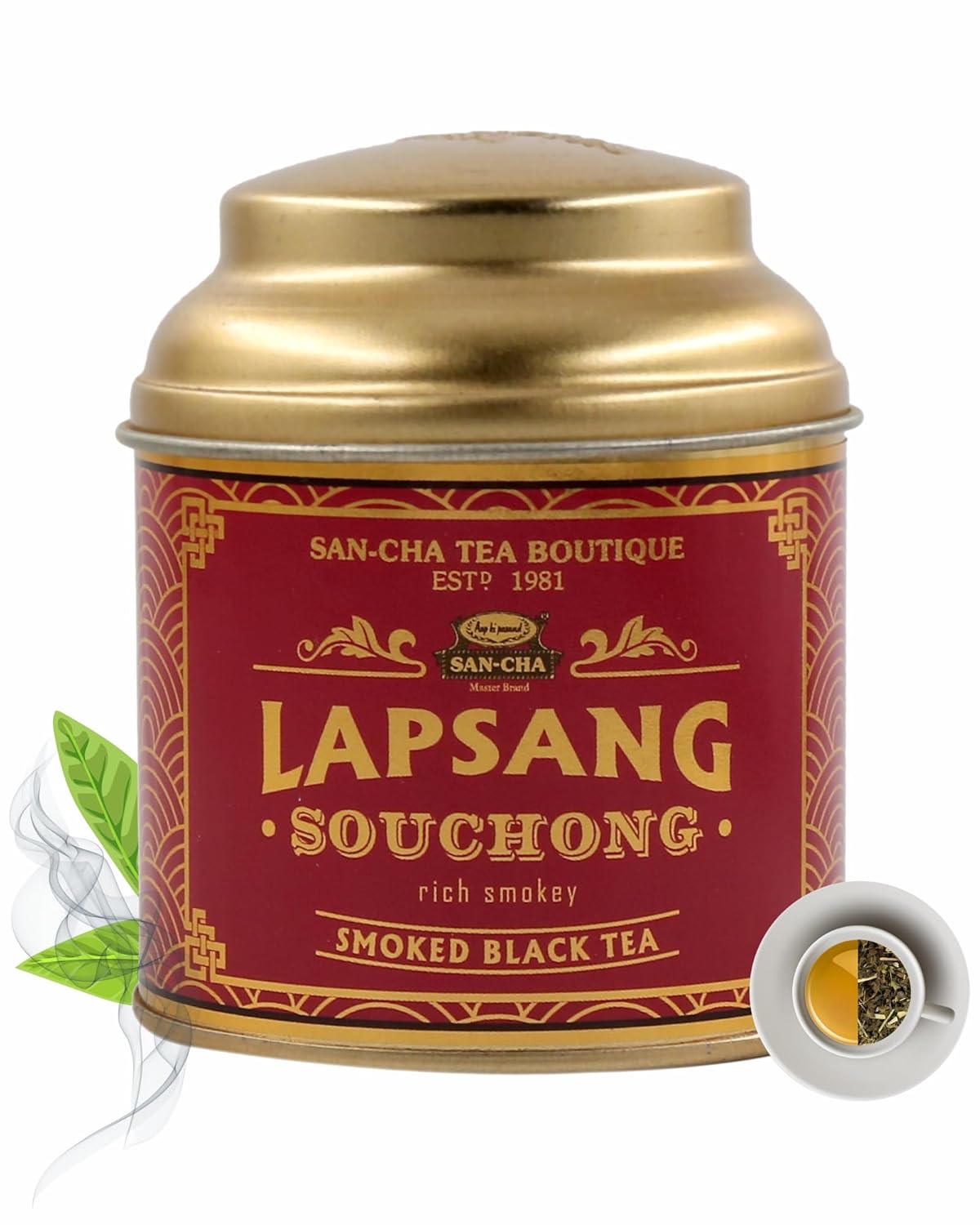 San-Cha Lapsang Souchong Smoked Black Tea - 50gm, 1.7 Ounce | Rich Smokey Notes - Environment Friendly & Made In Corn Fiber | Medium Caffeine