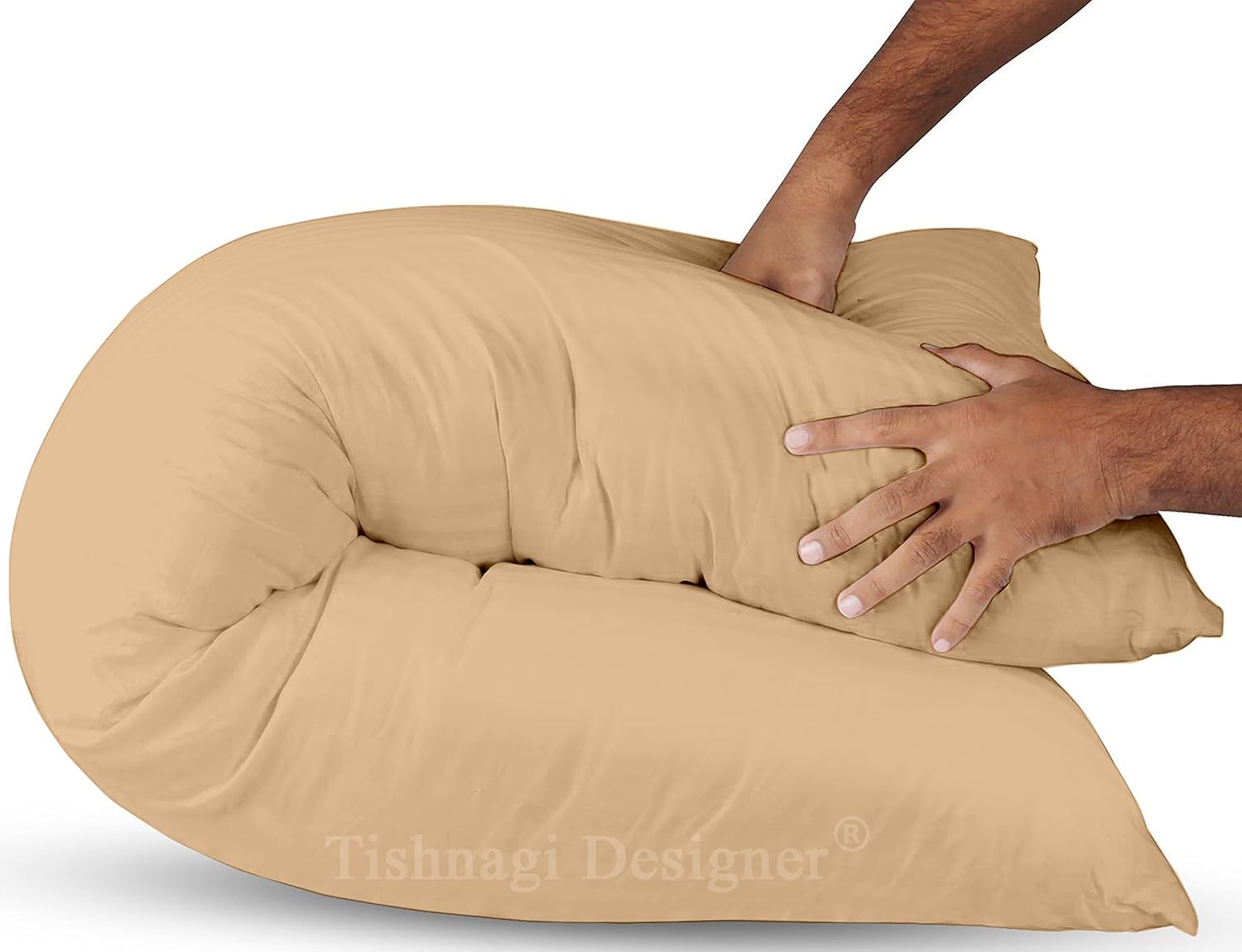 Soft Microfiber Hug Pillow For Sleeping, Full Body Pillow For Pregnant Women, Beige - 18 X 54 Inch | Long Pillow For Bed, Pregnancy Pillow, Large Pillow With Cover, Pillowcase, Adjustable
