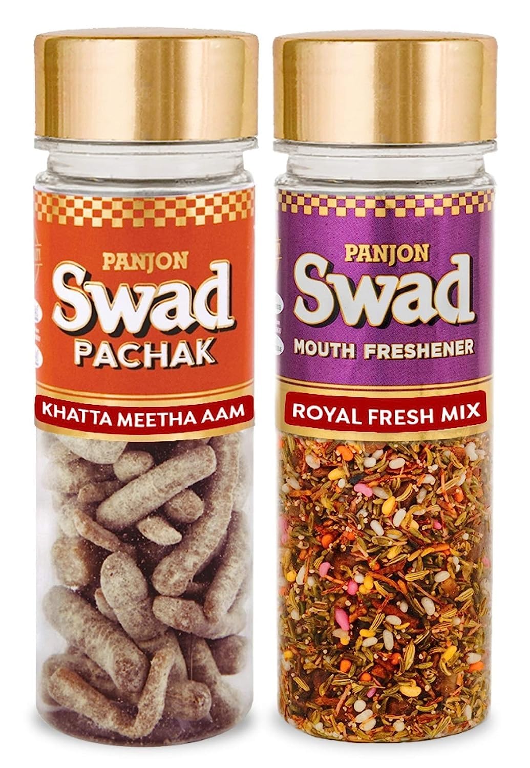 Panjon Swad Khatta Meetha Aam & Royal Fresh Mix Mouth Fresheners 250gm, (125gm *2 Bottles)