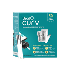 BeatO Curv Glucometer Test Strips For Glucometer Machine | Sugar Test Strips - Blood Glucose Test Strips | 50 Foil Test Strips Only