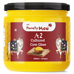 100% Pure A2 Cultured Cow + A2 Cow + A2 Murrah Buffalo & A2 Cultured Buffalo Ghee By AMP Purely Moo | Healthy & Nutrients Pure Combo Desi Ghee | 1 Litre (250ml * 4) 33.8 Ounce | Jar Pack