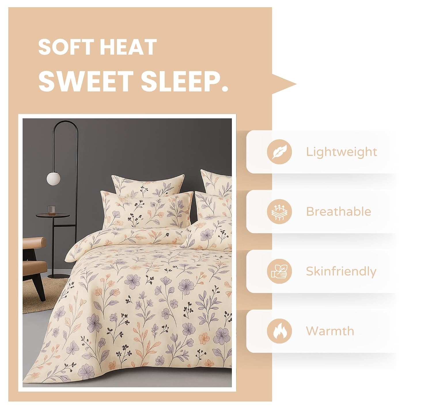 Cotton Double Bedsheets King Size With 2 Pillow Covers | Size 78 X 72+10 Inches, Off White-All Around Elastic Fitted Design Bedsheet