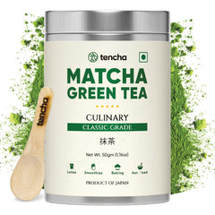 Tencha Culinary Classic Grade Matcha Green Tea - 50gm, 1.7 Ounce | Japanese Matcha Green Tea Powder - No Artificial Sweeteners | Low Caffeine, Vegan Friendly