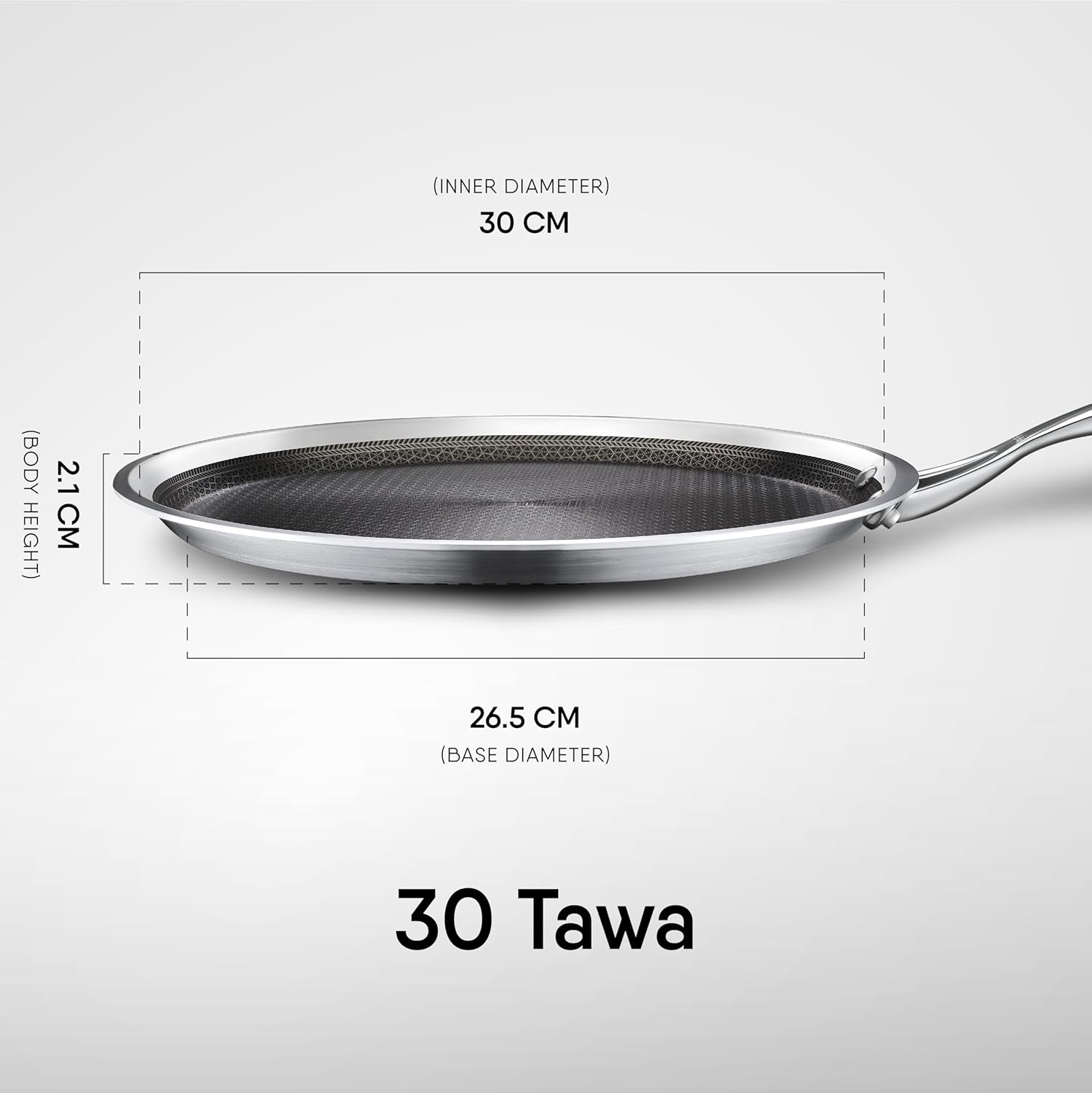 Artisan Hybrid Triply Dosa Tawa | Non Stick Dosa Tawa With Induction Base - Scratch Resistant 30 Cm