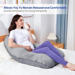 Pregnancy Pillows For Sleeping, U Shaped Full Body Pillow, Cold Grey Pillow | Pillow For Side Sleepers, Maternity Pillow For Pregnant Women Pregnancy Must Haves, Removable Velvet Cover