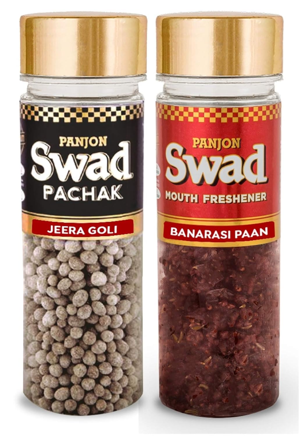 Panjon Swad Jeera Goli & Banarasi Paan Pachak Mouth Fresheners 240gm, (120gm *2 Bottles)