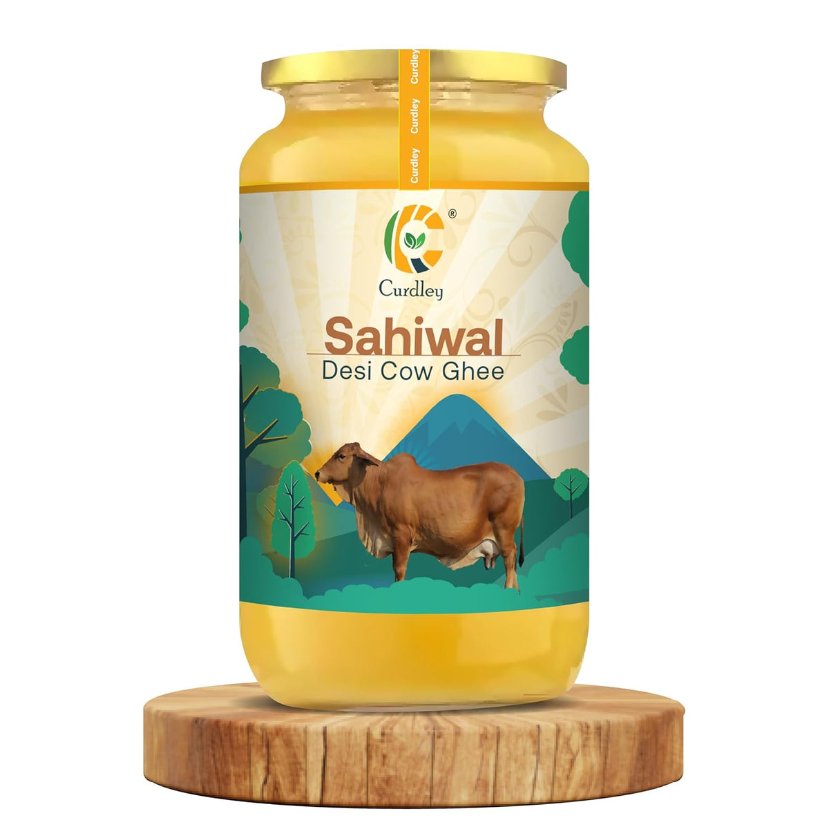 Organic Natural Sahiwal Desi Cow Ghee By Curdley | Great Source Of Energy Healthy & Nutrients Desi Cow Ghee | (100ml) 3.3 Ounce Jar Pack