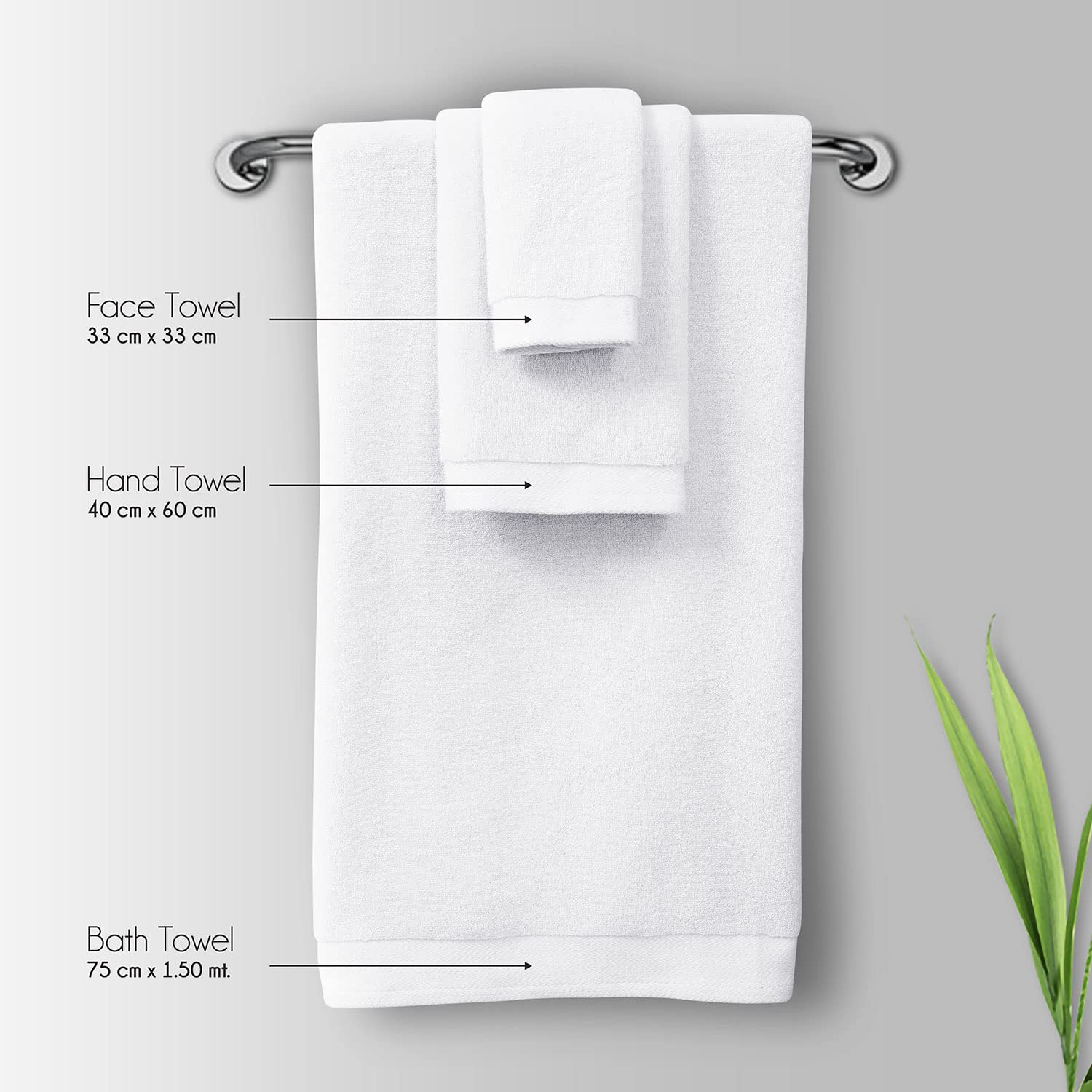 Spread Spain Resort Luxurious Cotton Towels 720 Gsm | Bath, Hand & Washcloth Towels Sets Of 3 Super Softness & Absorbent (White)