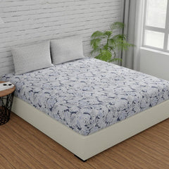 100% Pure Cotton Bedsheet For King Size With 2 Pillow Covers - 72 X 78 Inches, Grey & White | Breathable Long Lasting Light Weight Wrinkle Free Bedsheet