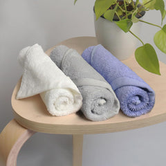 Heelium Bamboo Face Towel 600 Gsm | Ultra Absorbent & Odour-Free 3x Softer Than Cotton Towels | Pack Of 3 -Light Grey, White & Iris