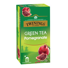 Twinings Pomegranate Green Tea - 50gm, 1.7 Ounce, 25 Enveloped Tea Bags | Deep Pink Fruit With The Freshness Of Green Tea - High Caffeine