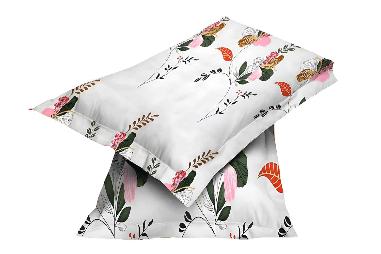 Printed King Size Bedsheet With 2 Matching Pillow Covers - 90 X 90 Inches, White | Durable & Long-Lasting | Naturally Soft, Breathable, & Skin-Friendly