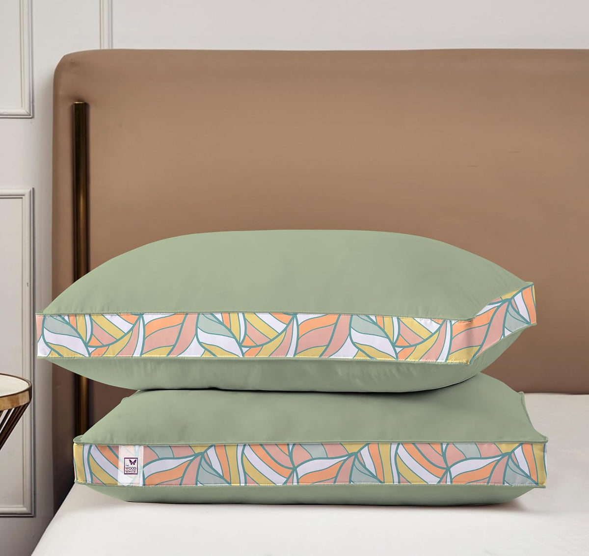 Soft Microfiber High Loft Pillow, Neck Support, Sleep Well In 43 X 69 Cm | Printed Gusset Of Extra 5 Cm Height For Soft Comfortable Sleep, Mint Slumber | Bed Pillow, Supportive - Set Of 2
