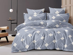 Printed Super King Size Double Bedsheet With Two Pillow Covers - 108 X 108 Inches, Grey & White | Smooth To Touch, Breathable & Long Lasting - Ideal For Everyday Comfort