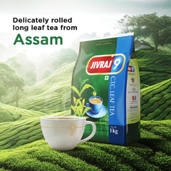 Jivraj 9 CTC Tea Leaf - 1 Kg, 35.2 Ounce | Crush-Tear-Curl Tea Leaf Process - Premium Assam Tea Leaves | High Caffeine, Gluten Free