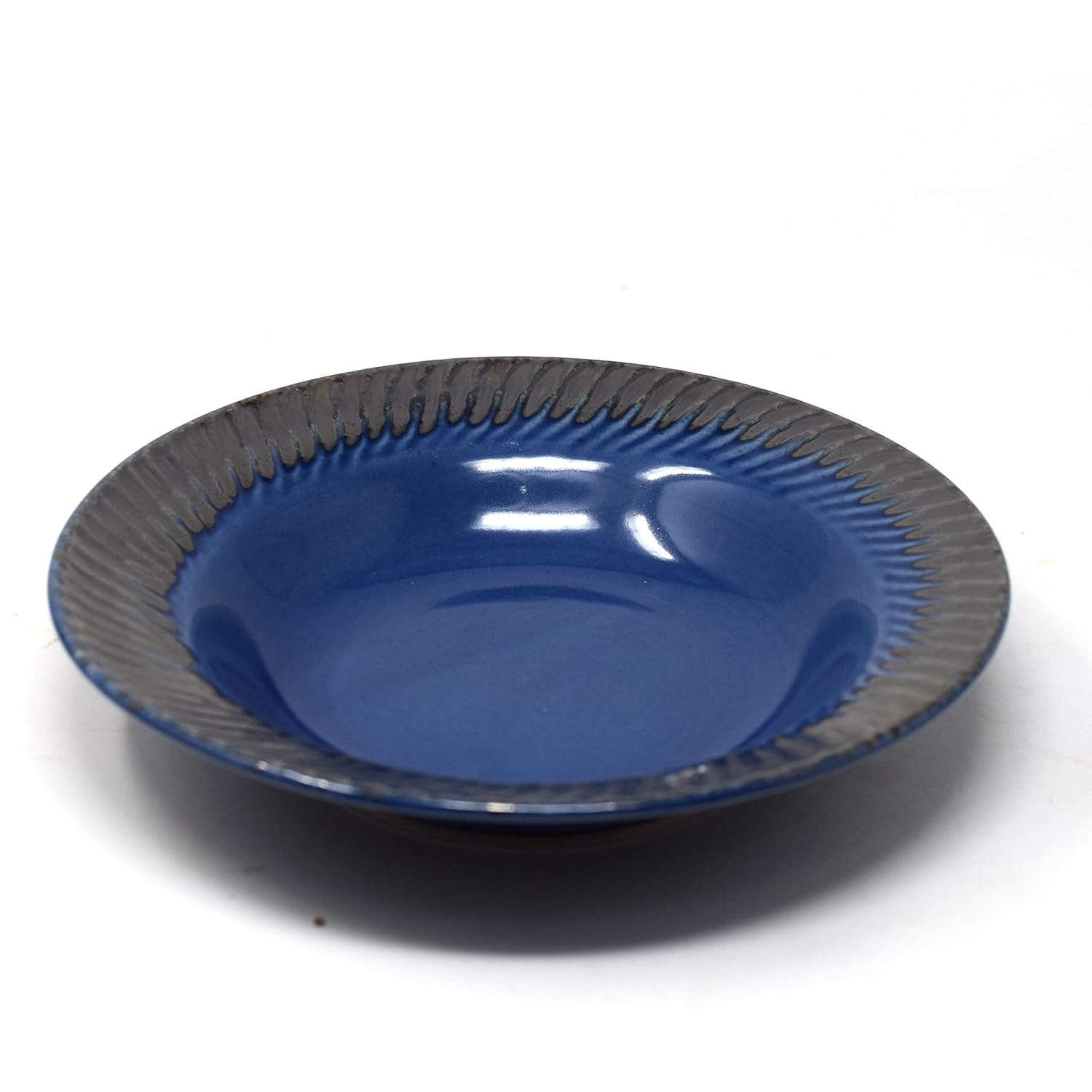 Midnight Blue Ceramic Pasta Plates - 2 Pieces | Handcrafted Multi Purpose Ceramic Deep Plates, Snack Plates, Starter Plates - 7 Inch, Microwave Safe & Dishwasher Safe