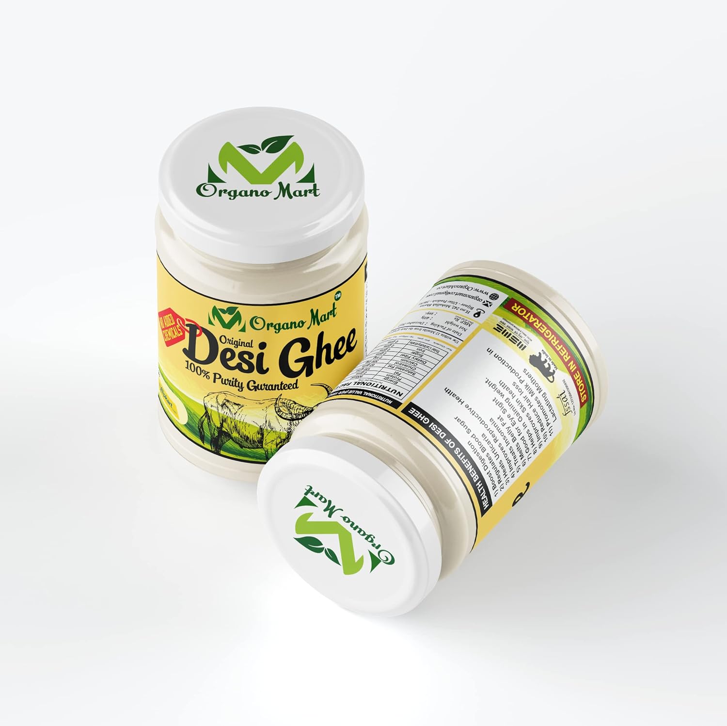 Premium Original Desi Ghee By Organo Mart | Rich Aroma Danedar Ghee Supports Digestion & Immunity Good For Health | (400ml) 13.5 Ounce | Jar Pack