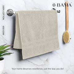 Bama 100% Cotton Hand Towel 500 Gsm | Soft & Absorbent Hand Towels For Bathroom, Kitchen, Gym (Light Brown) - Set Of 2