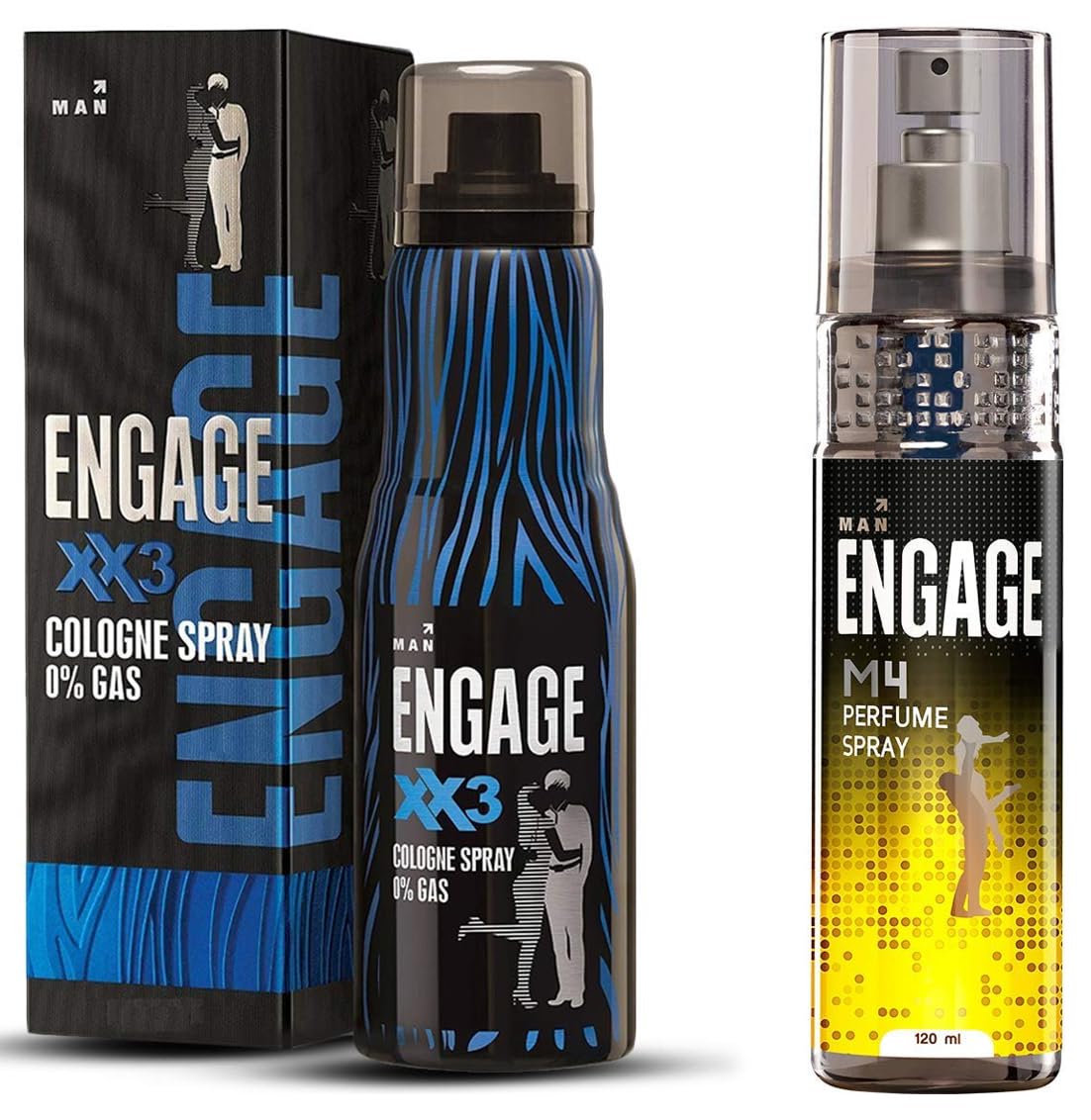 Engage XX3 Cologne Spray For Men 135ml 4.5 Fl.oz. & M4 Perfume Spray For Men , 120ml 4 Fl.oz.