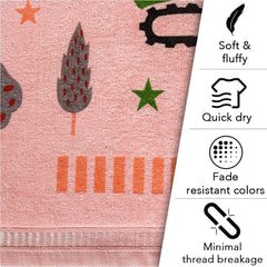 Rangoli 100% Cotton Kids Bath Towel 400 Gsm | Super Soft & Highly Absorbent, Anti-Bacterial & Anti-Odour, Multipurpose Towels (Peach)