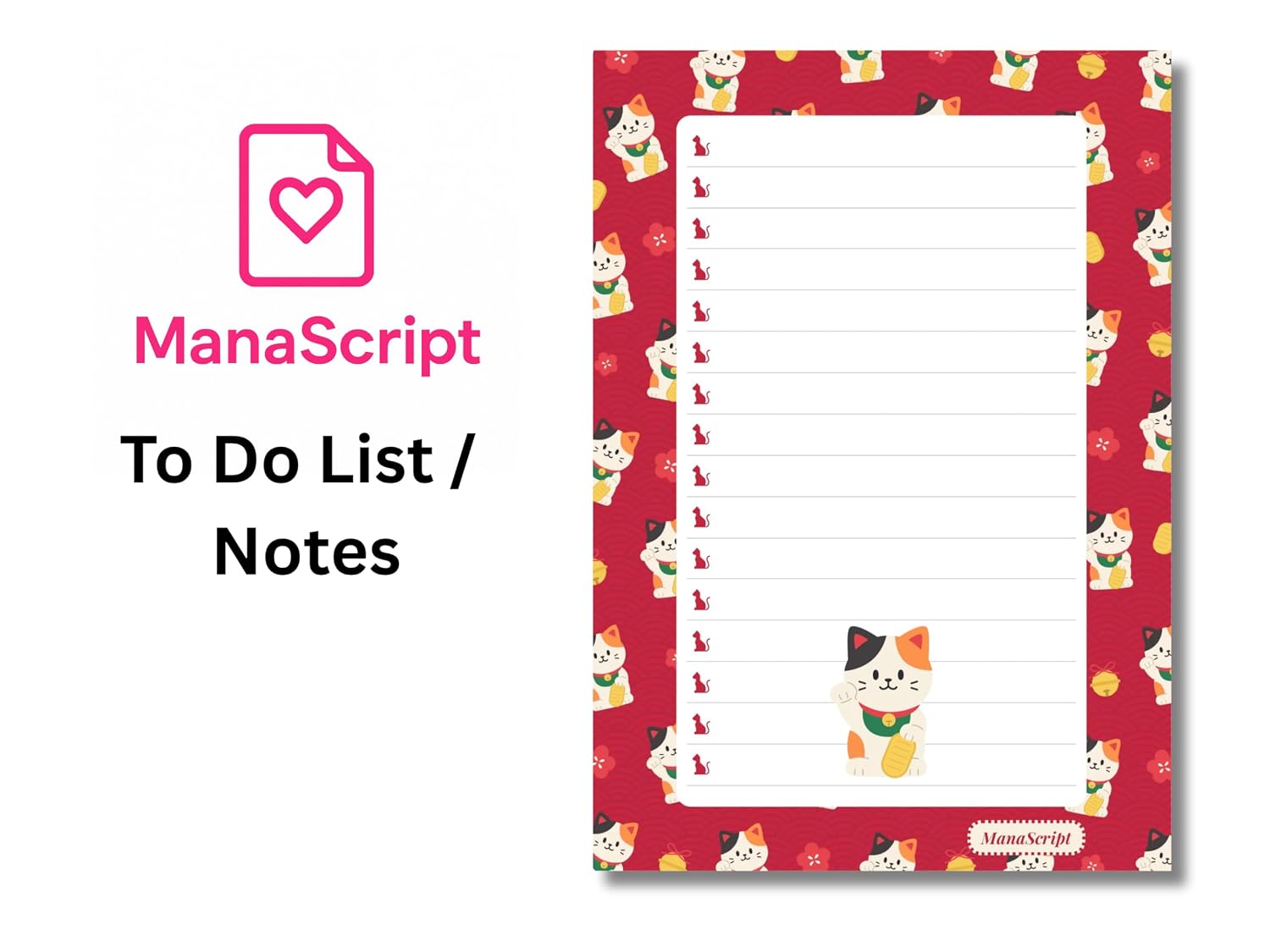 A5 Notes/To Do List Notepad, Beautiful Daily Checklist Pad, Tear-Off Sheets (Cat) Pack Of 1