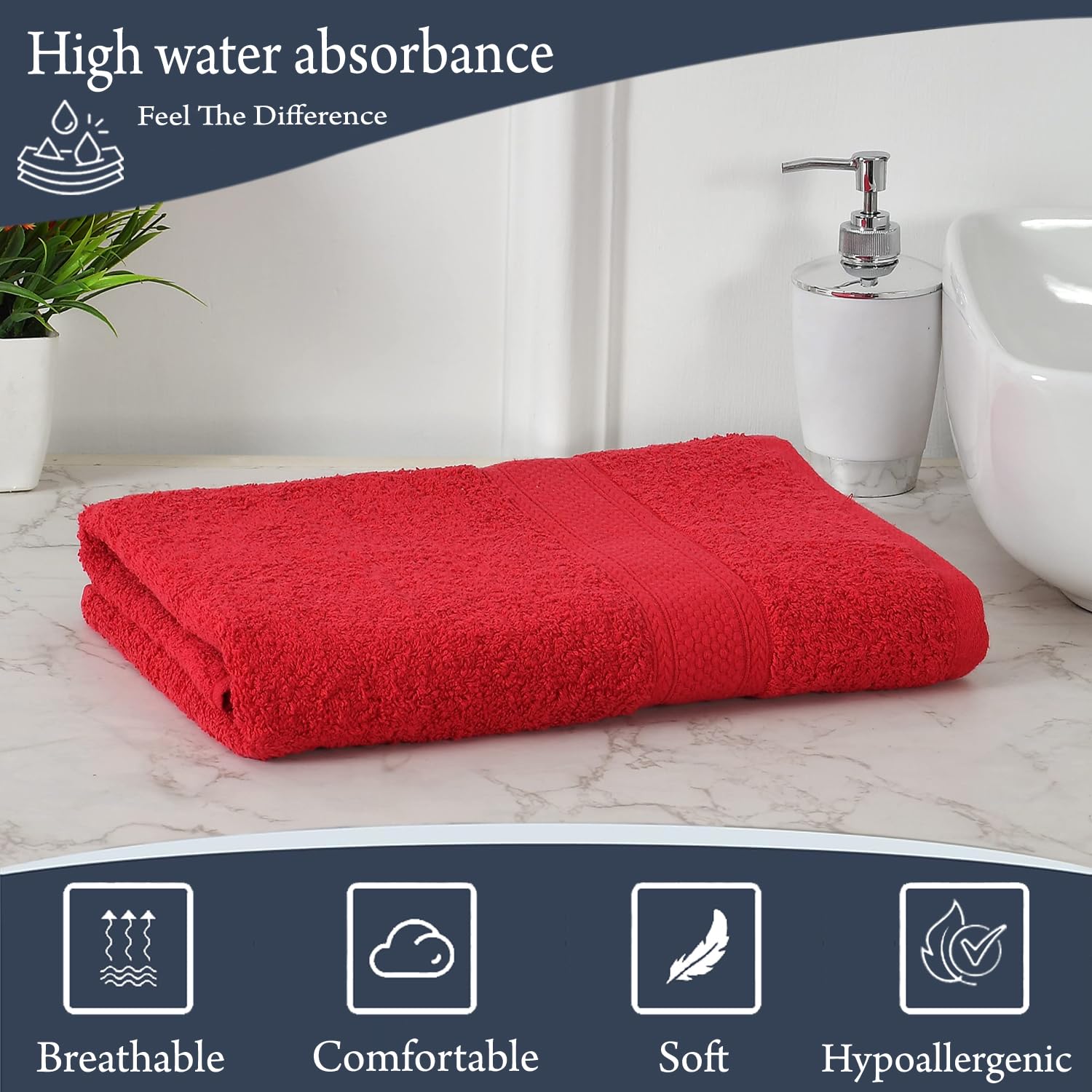 Fresh From Loom Luxury Edition Egyptian 100% Pure Cotton Bath Towel 600 Gsm | High Water Heavy Soft Dual Stitched Bath Towel (Spanish Red)