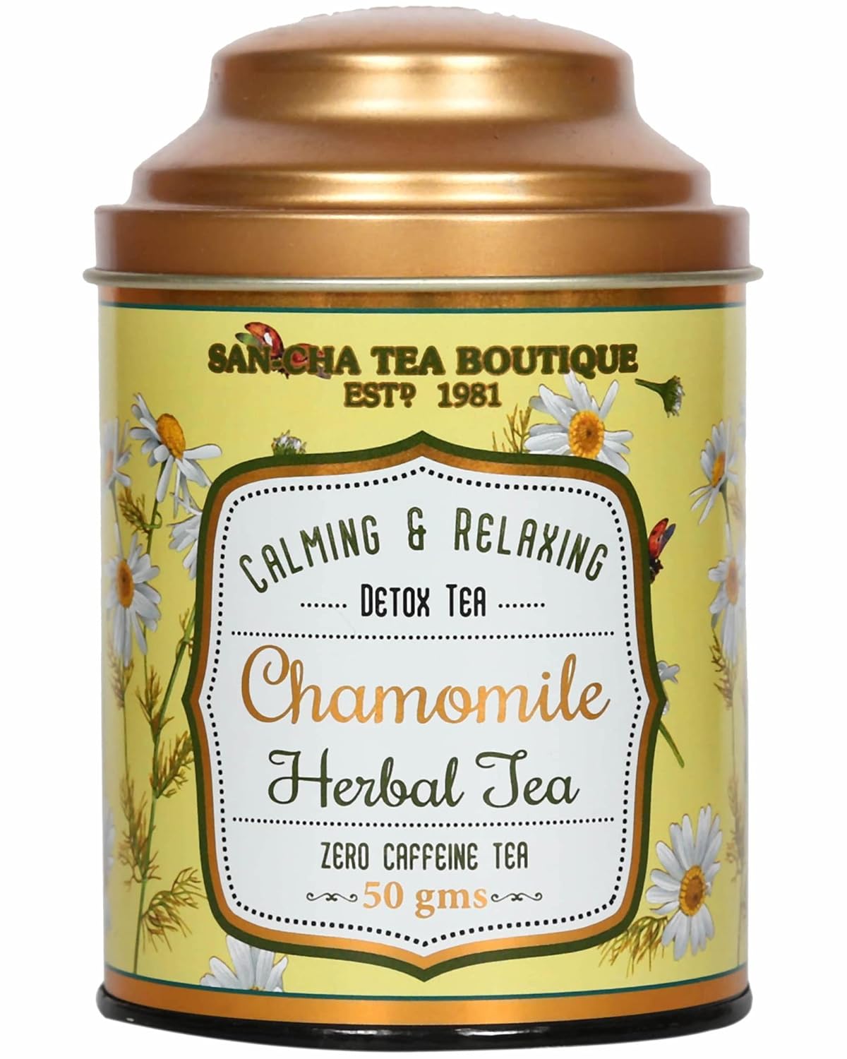 San-Cha Chamomile Herbal Tea - 50gm, 1.7 Ounce | Calming & Relaxing Detox Tea - Zero Caffeine Loose Leaf Tea