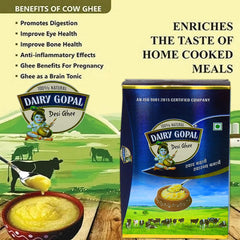 100% Pure Cow Desi Ghee By Dairy Gopal | Good Source Of Vitamins A, D, E & K Healthy Desi Ghee Perfect For Boondi Laddus | 5 Litre (1 Litre * 5) 169.0 Ounce | Box Pack