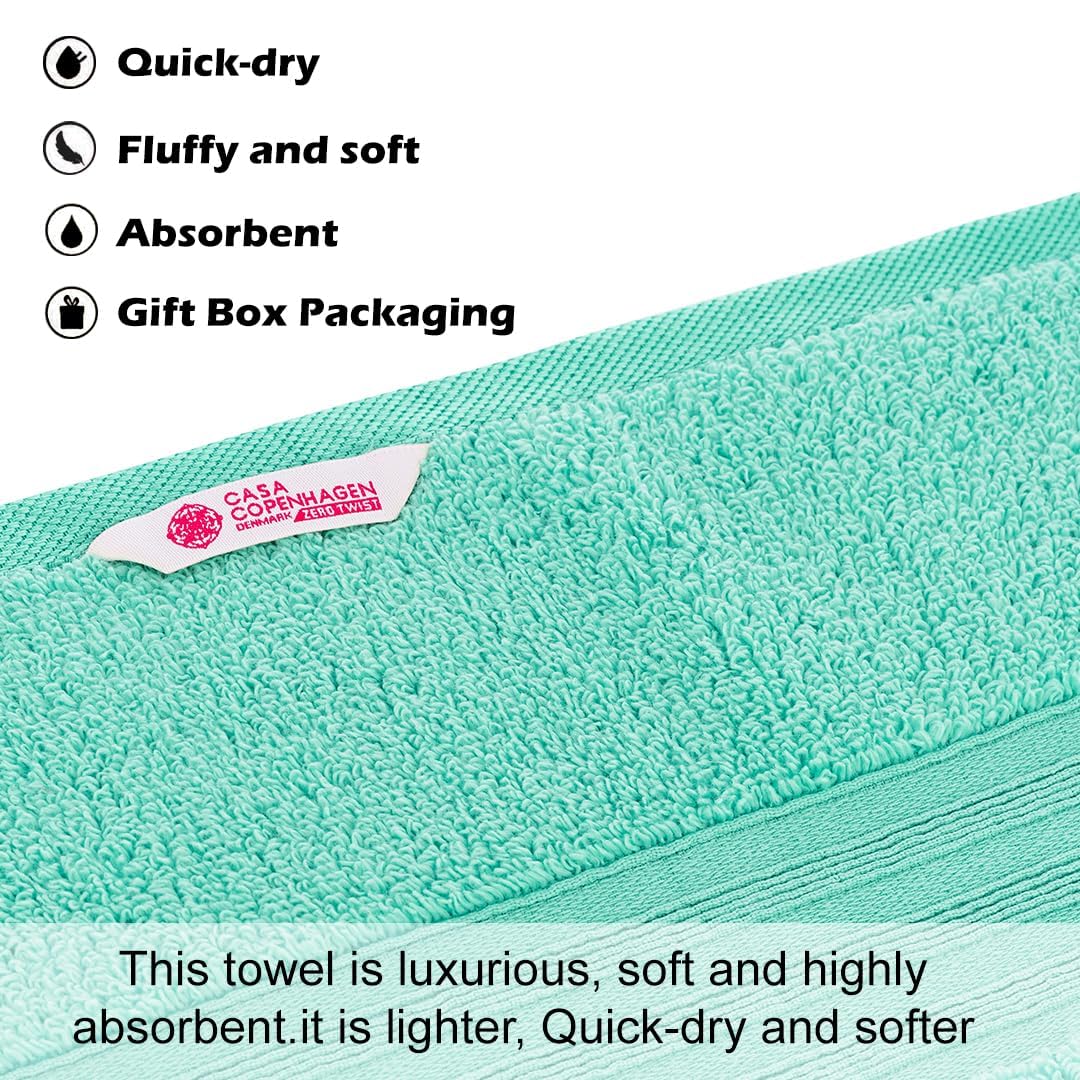 Casa Copenhagen Egyptian Cotton Zero Twist Large Bath Towel 500 Gsm (Aque Blue)