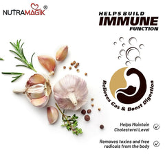 Nutramagik Pure Natural Garlic Extract Capsules, Helps Maintain Healthy Cholesterol Level, Helps Maintain Healthy Cholesterol Levels In The Body | 60 Capsules 100gm 0.2lbs