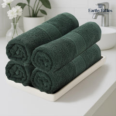 Earthy Fables Basic Hand Towel 800 Gsm | Pure Carded Cotton, Soft, Absorbent, Quick Dry & Skin-Friendly Towel - Pack Of 4 (Dusty Green)
