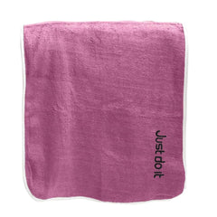Housse Premium Soft Microfiber Embroidery Bath Towel 350 Gsm | Soft Absorbent Quick-Drying Sweat Towel (Just Do It - Magenta)