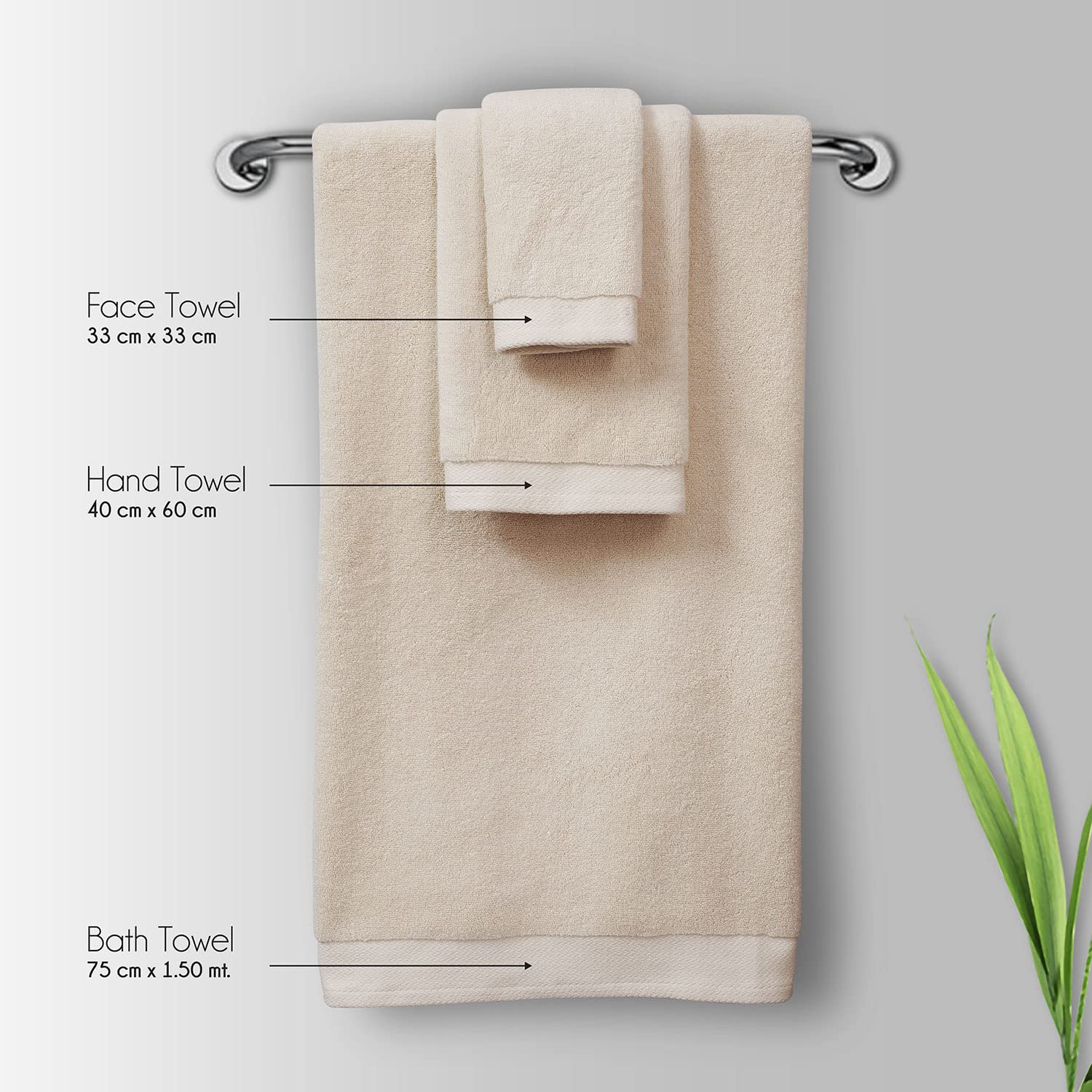 Spread Spain Resort Luxurious Cotton Towels 720 Gsm | Bath, Hand & Washcloth Towels Sets Of 3 Super Softness & Absorbent (Brich)