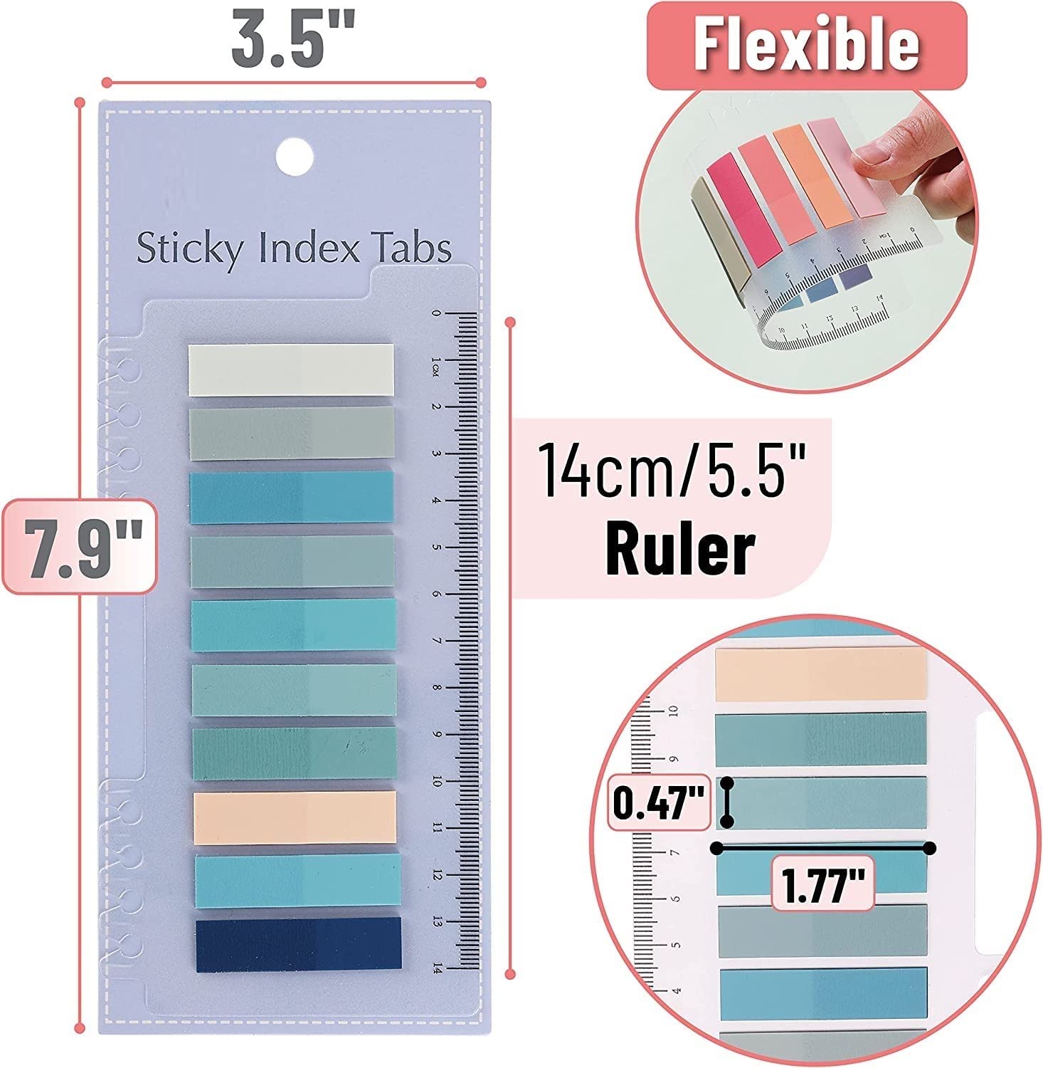 Sticky Tabs, Sticky Index Tabs Sticky Notes With Ruler Color Sticky Tabs - 600 Pcs