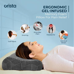Contour Memory Foam Pillow, Orthopedic Pillow For Sleeping, Standard Size - 19 X 11 X 3.5 Inch | For Neck & Shoulder Support, Improves Posture & Spinal Alignment, Breathable - Pack Of 1