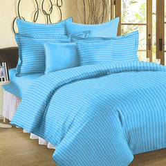 Cotton Bedsheet For Double Bed Queen Size - 90 X 100 Inches, Light Blue With 2 Pillow Covers | 350 Thread Count | Premium Comfort Bedsheets For Home, Hotels & Guest House