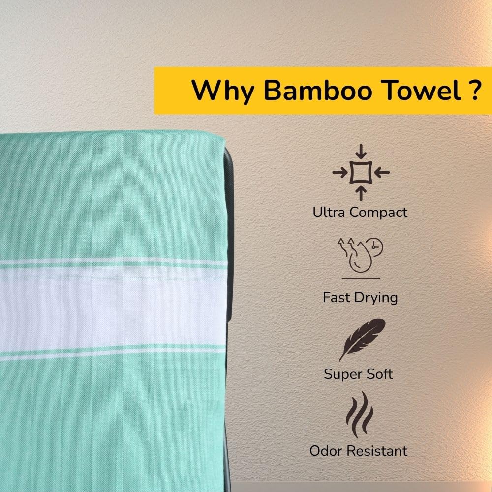 Aero Weav Ultra Lightweight Bamboo Bath Towel 200gsm | Compact, Portable & Less Than Skin-Friendly & Eco-Friendly Travel Towel (Peppermint)