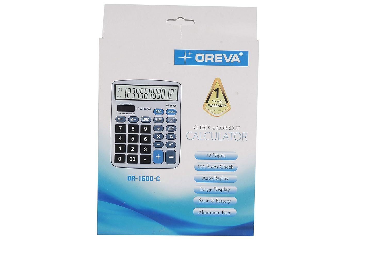 Oreva Solar & Desktop Calculator | Financial Office Computer Calculators Large Display | Standard Function And Aluminum Face | Big Sensitive Button (White)