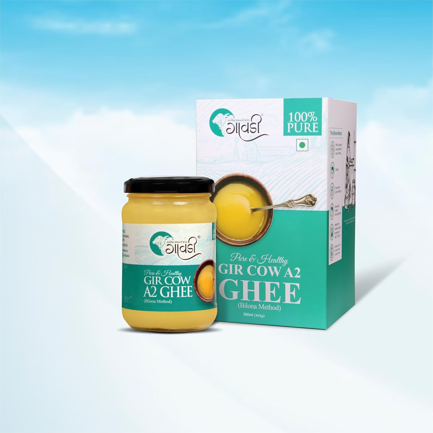 Pure Gir Cow A2 Ghee By Gawdee | Good Source Of Energy Healthy & Nutrients Desi Danedar Ghee For Diet | (500ml) 16.9 Ounce | Jar Pack