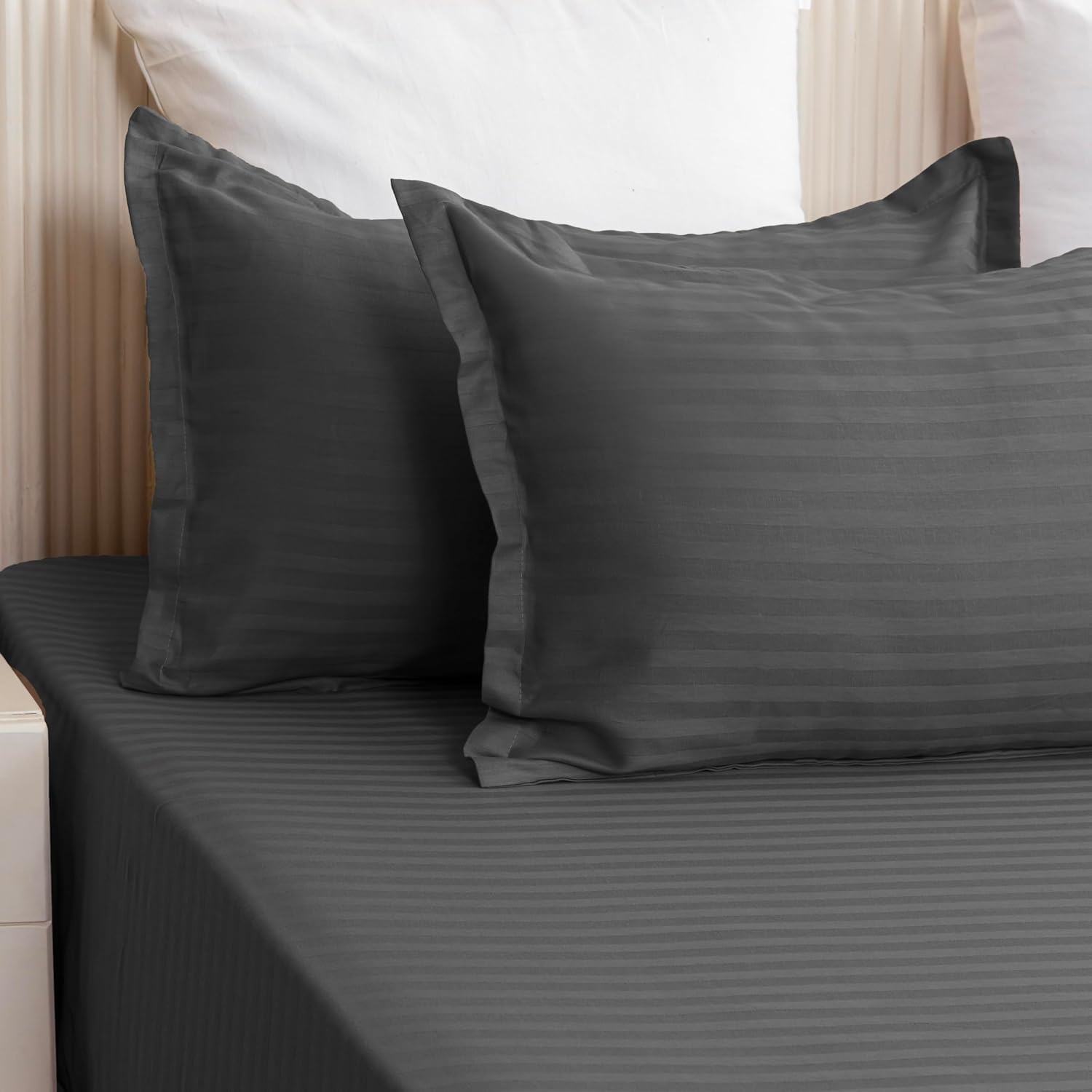 Super King Size Premium Soft Cotton Bedsheet With 2 Pillow Cover - 108 X 108 Inches, Grey | Soft & Breathable, Double Bedsheets