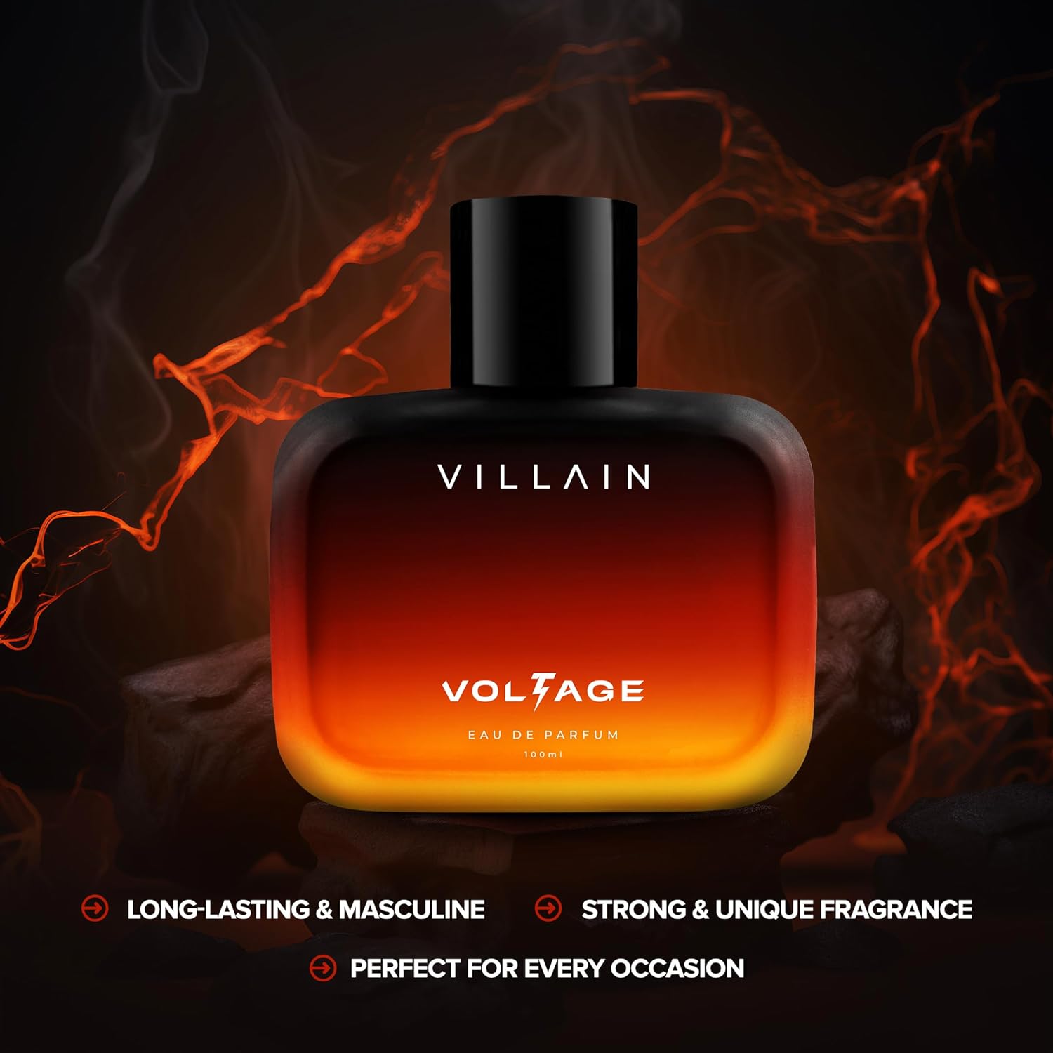 Villain Voltage Eau De Parfum 100ml 3.4 Fl.oz. Masculine Luxury Fragrance | Long Lasting | Party Wear