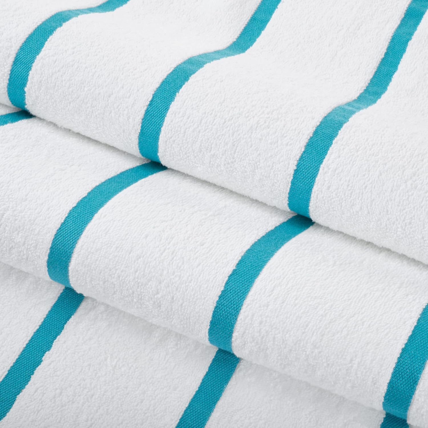 Casa Copenhagen Cabana Pool Xl Bath Towels 610 Gsm (White Teal Stripe) - Pack Of 2
