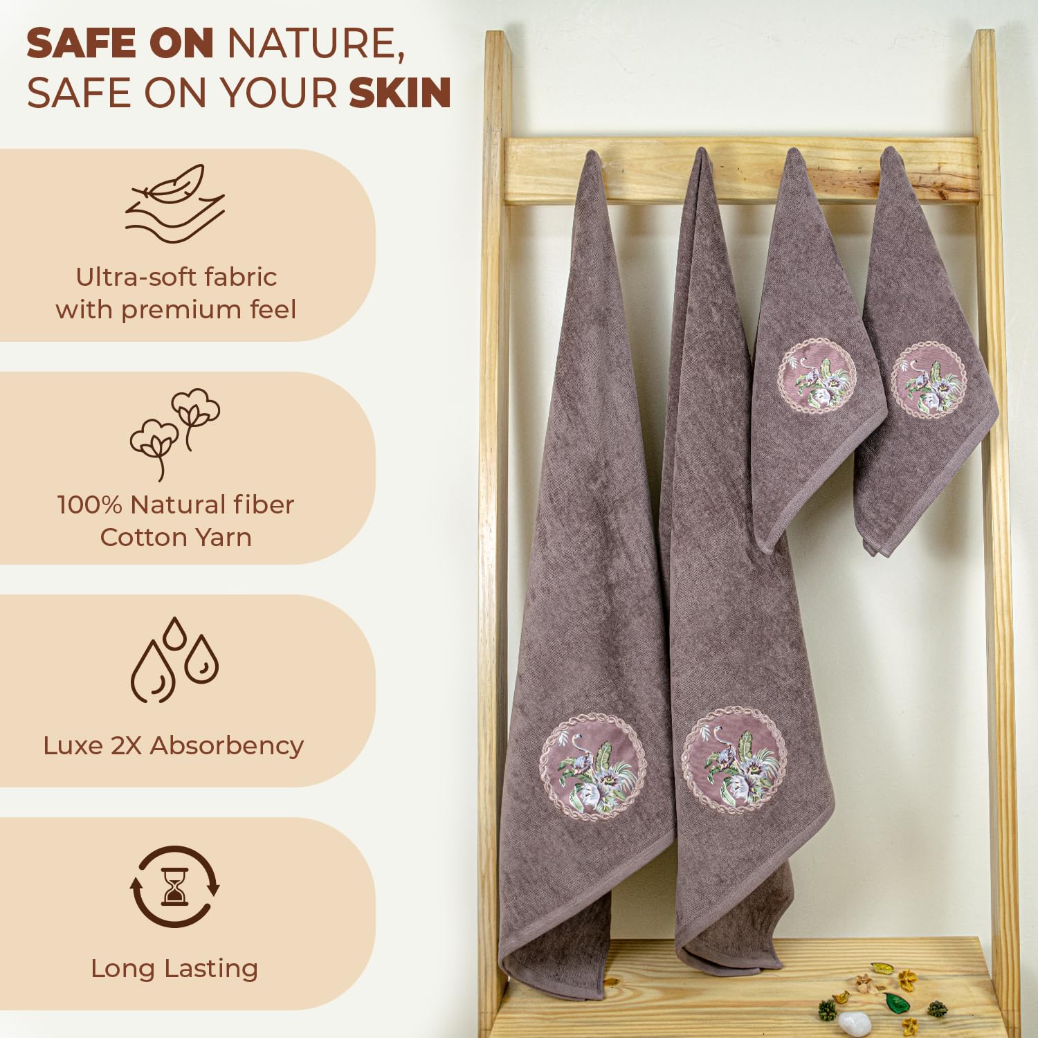 Akiko Home Prima Dream 100% Cotton 2 Bath & 2 Hand Towel 1400 Gsm | Soft, Absorbent & Durable, Cotton Bath & Hand Towel | Pack Of 4 (Bluegrn)