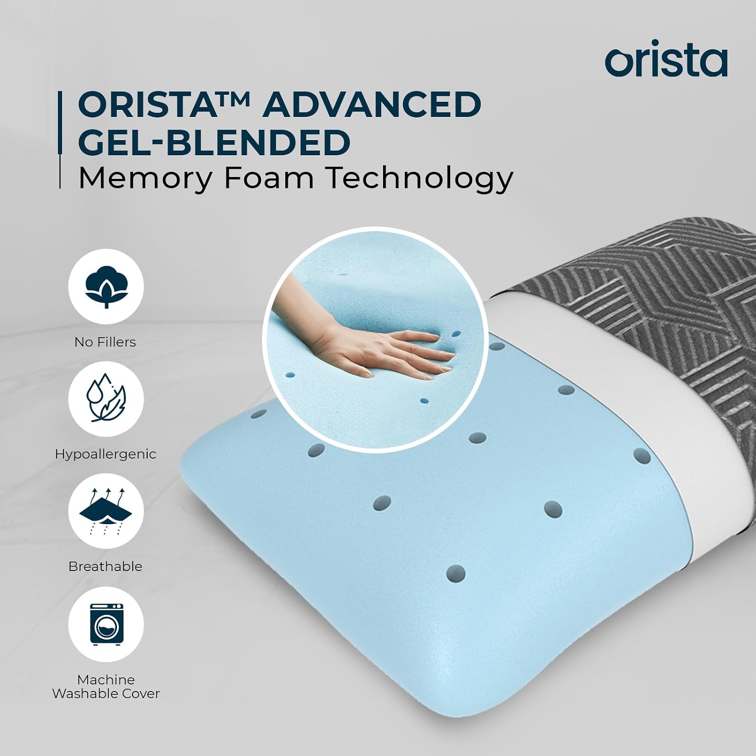 Advance Gel Blended Memory Foam Pillow, For Pain Relief, Grey, Queen Size - 21 X 14 X 4.5 Inch | Neck & Shoulder Pain Relief | Orthopedic Pillow For Back & Stomach Sleepers - Pack Of 1