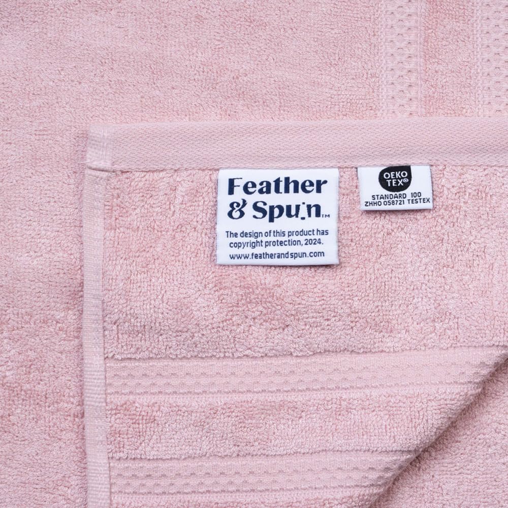 Feather & Spun Bamboo Lavender Fragrance Cotton Hand Towel 400 Gsm | Anti Microbial Fade Resistant Double Needle Stitch Hand Towel (Petal Pink) - Pack Of 2
