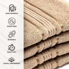 Akiko Home 100% Cotton Essential Series Hand Towels 800 Gsm | Soft, Absorbent & Durable, Cotton Hand Towel | Pack Of 4 (Beige)